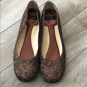 Kate Spade bronze glitter ballet flats